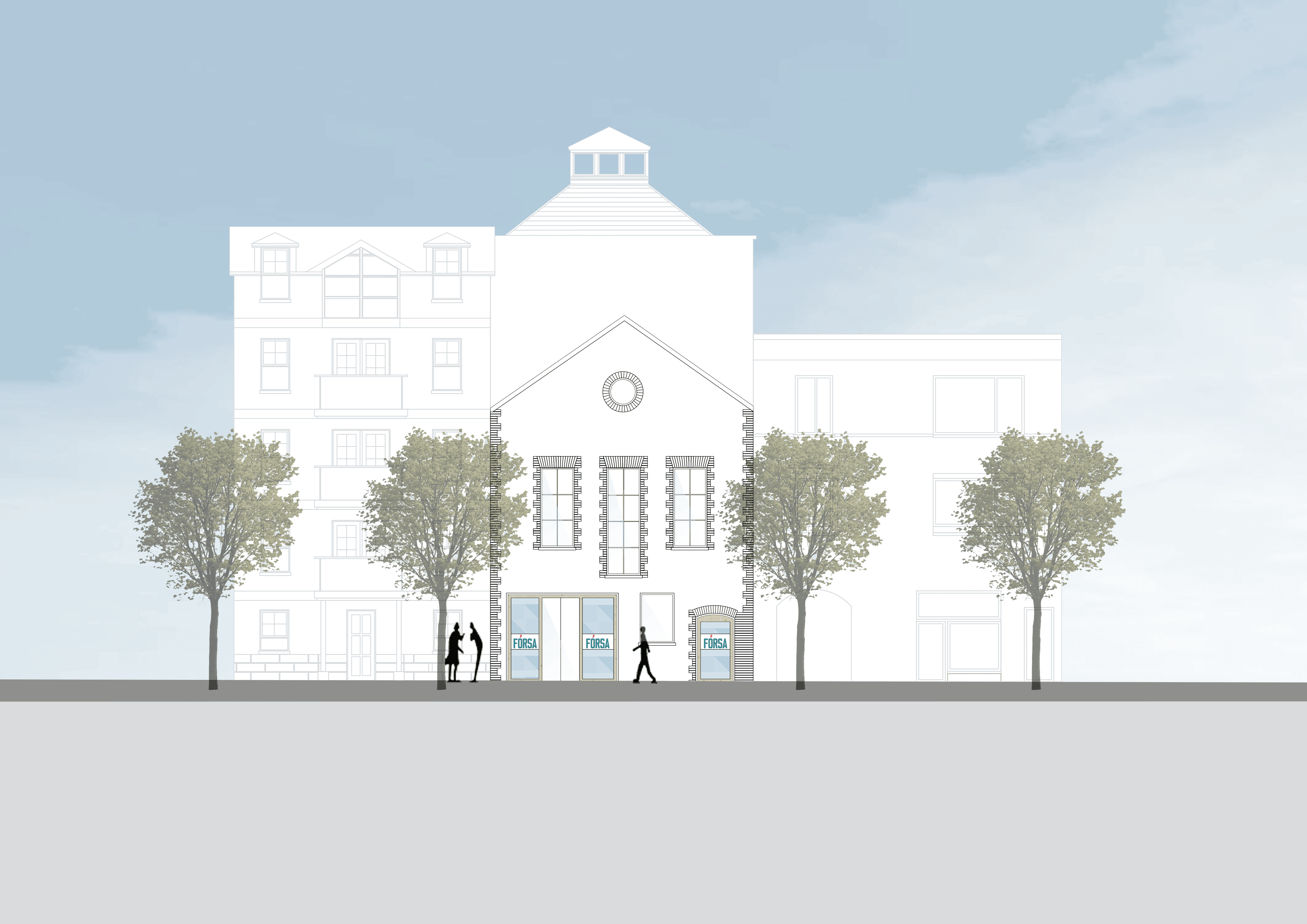 Front elevation of the building